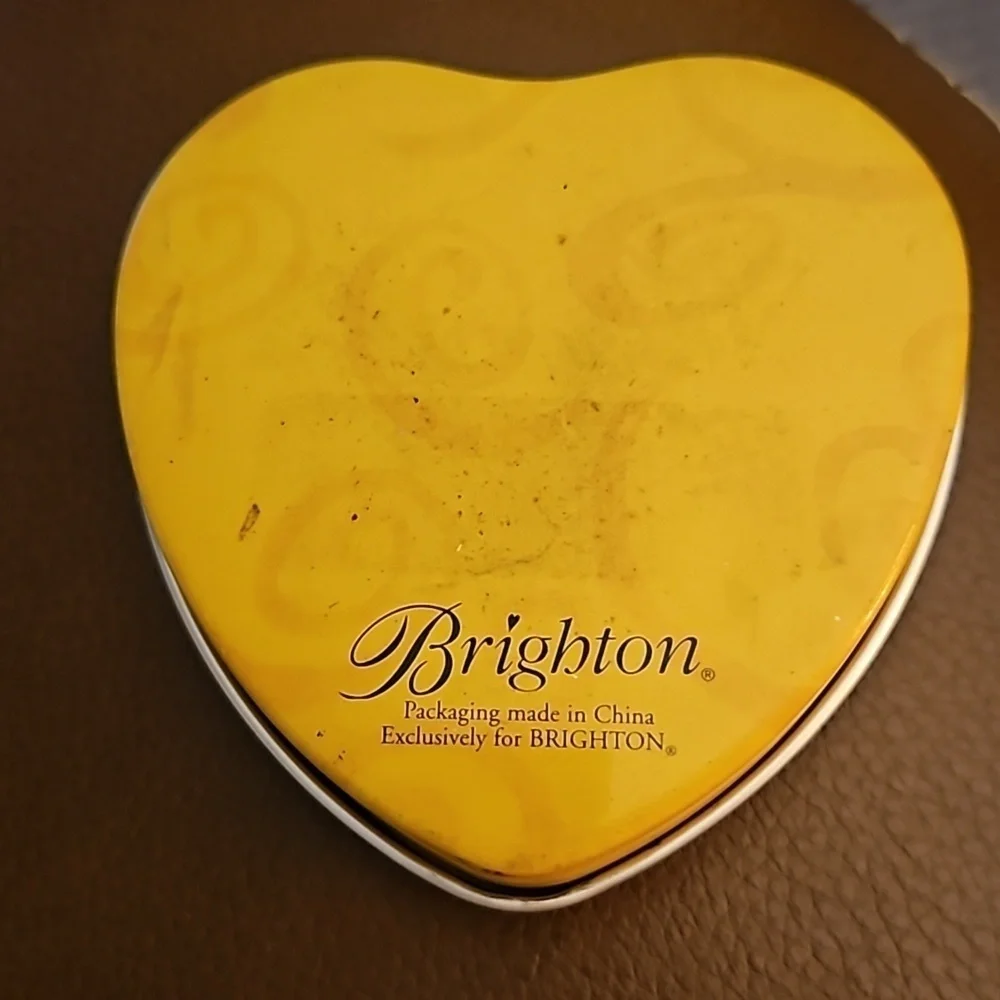 3/$30 BRIGHTON Yellow Heart Locket Design Collectible Jewelry Tin